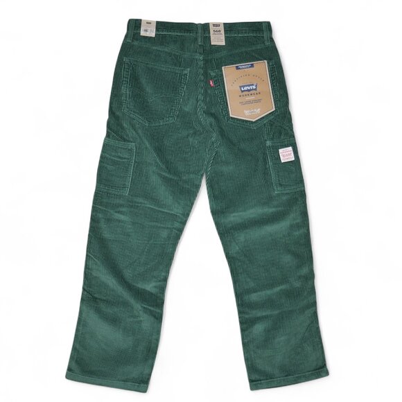 Levis 568 Loose Fit Corduroy Carpenter Pants Mens 36x34 Green Y2K Skater Utility - Picture 15 of 16